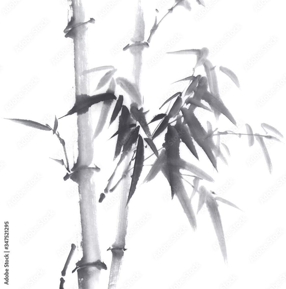 竹 水墨画 Stock Illustration | Adobe Stock