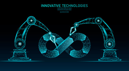 Devops software development operations infinity symbol. Programmer administration system life cycle quality. Coding building testing release monitoring. Data flow vector illustration
