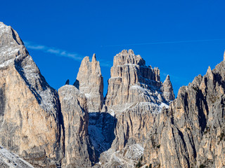 Detail of Vajolet Towers mountain in the dolomites