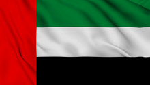 Uae Flag Is Waving 3D Animation. United Arab Emirates Flag Waving In The Wind. National Flag Of UAE . Sign Of Dubai Seamless Loop Animation. 4K