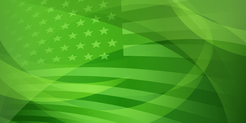 USA independence day abstract background with elements of the american flag in green colors