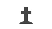 Cross Grave Stone Icon Appearing From The Ground Death Concept Gray