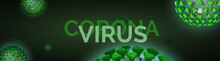 Pandemic Information Update For Coronavirus News In Europe, USA. Warning Banner For Website Vector Microbiology On Dark Green Background