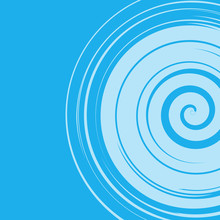 Blue Vector Radial Curve Spiral Twirl Background. Hypnotic, Dynamic Vortex Object. Stock Vector Illustration