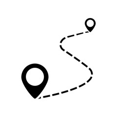Wall Mural - Route location symbol. Vector isolated icon. Concept of path road. Black location or path vector icon. Journey simple design.