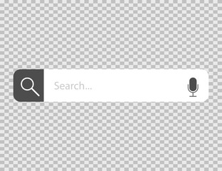 Wall Mural - search bar mockup with loupe and microphone. isolated icon in flat design with search text. web form