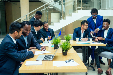 Wall Mural - young business group have a meeting in modern eco office