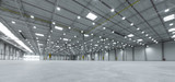 Fototapeta  - Wide shot of industrial hall empty and clean