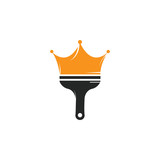 Fototapeta  - King paint vector logo design. Crown and paint brush icon.