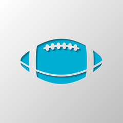 Wall Mural - American Football logo. Simple rugby ball icon. Paper design. Cu