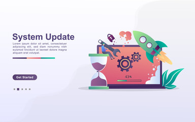 Landing page template of system update in gradient effect style