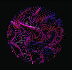 Wall Mural - illuminated holographic circle with glitched texture made by generative algorithm. retrofuturistic i