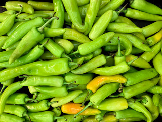 Fresh green organic chili top view