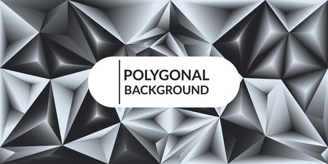 Wall Mural - Abstract polygonal shapes with black and white gradient background