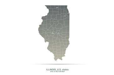 Sticker - illinois map. illinois vector map of u.s. states.