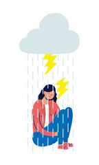 Sticker - elegant business woman stressed with rays and cloud