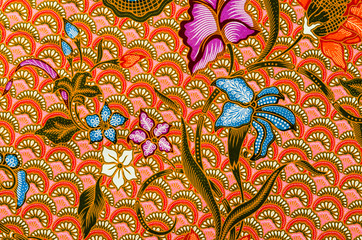 Close up Thai silk traditional motif background.