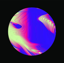 Wall Mural - illuminated holographic circle with glitched texture made by generative algorithm. retrofuturistic i