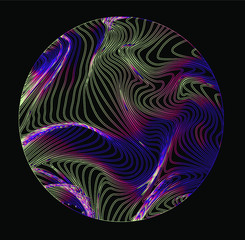 Wall Mural - illuminated holographic circle with glitched texture made by generative algorithm. retrofuturistic i