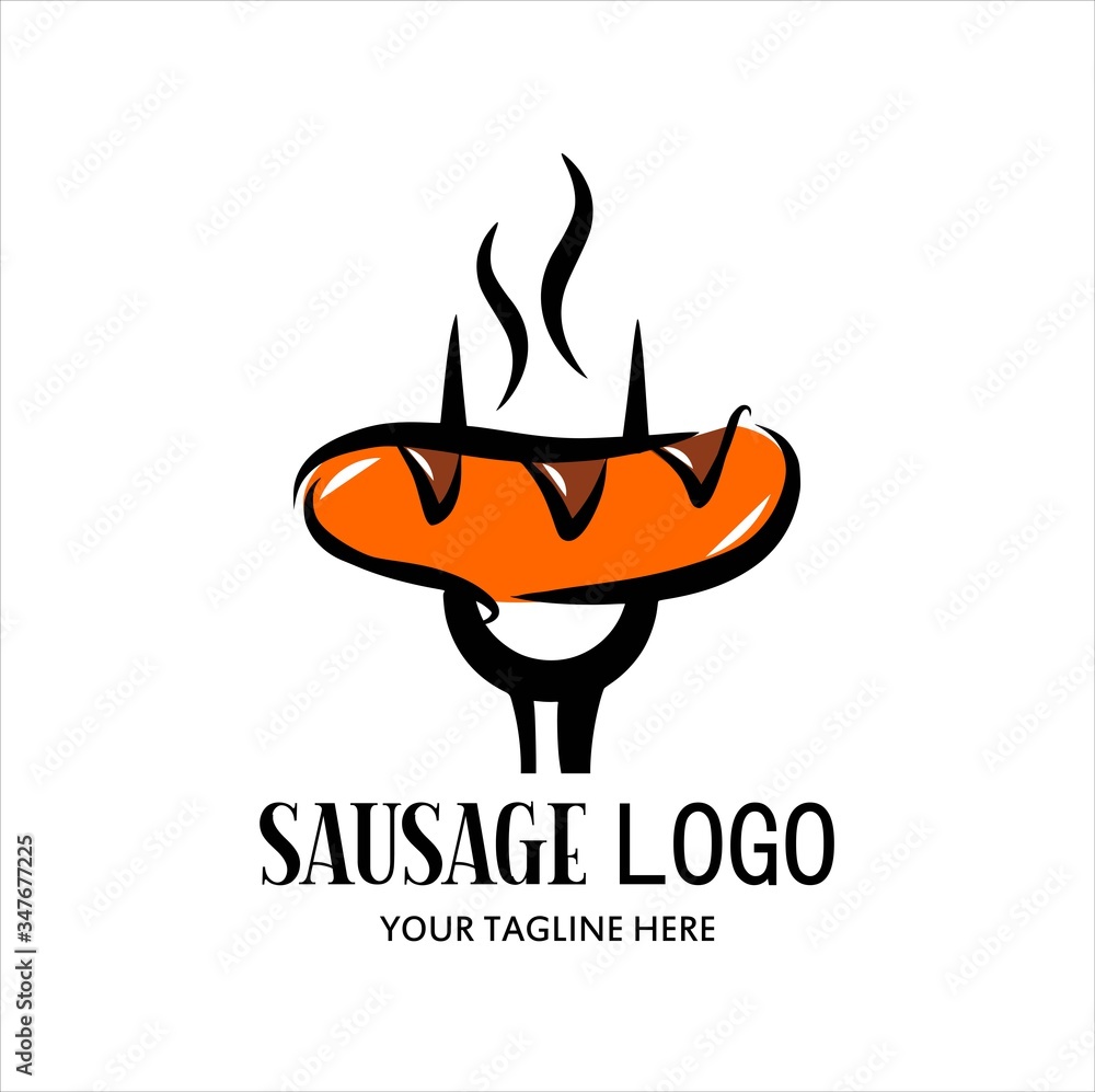 Sausage logo, illustration of food vector logo isolated white ...