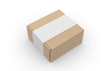 Wall Mural - Blank Tuck In Flap Packaging Paper Box For Branding With paper label sleeve, 3d render illustration.