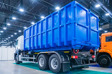 Equipment For Public Utilities. Truck For The Removal Of Large-sized Garbage. Municipal Economy. The Trash Bin Is Mounted On The Truck. Removal Of Construction Debris.