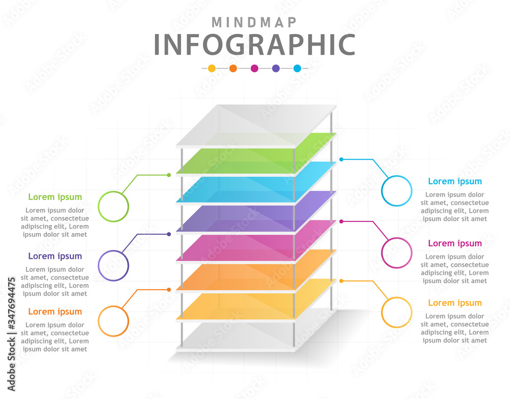 Infographic template for business. 6 Steps Modern Mindmap diagram with ...