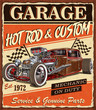 Vintage Hot Rod garage poster.