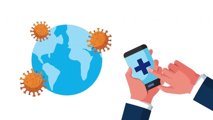 Wall Mural - online health technology with smartphone animation