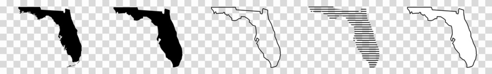 florida map black | state border | united states | us america | transparent isolated | variations