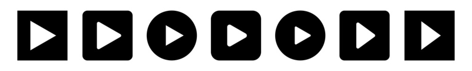 Wall Mural - play button icon black | start buttons illustration | video audio player navigate symbol | arrow log