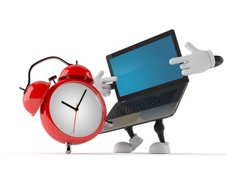 Sticker - Laptop character with alarm clock