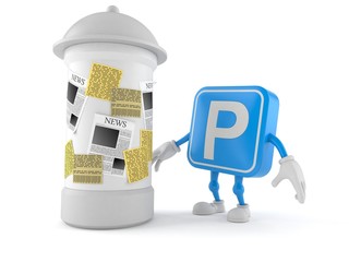 Poster - Parking symbol character with advertising column