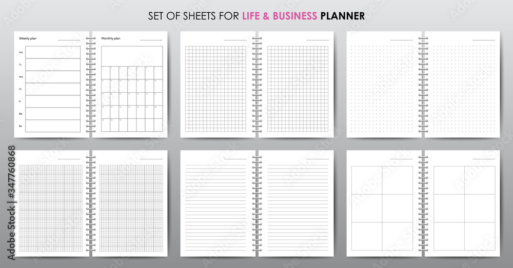 Simple vector business planner with open date - obrazy, fototapety, plakaty 