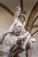 Wall Mural - The sculpture the Rape of Polissena at the Loggia dei Lanzi, Piazza della Signoria, Firenze, Italy