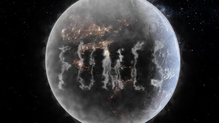 Wall Mural - polluted earth concept with fumes appearing in the clouds of pollution surrounding the planet with m