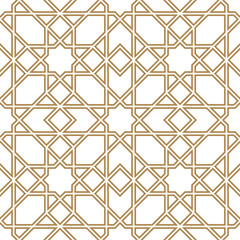  Seamless arabic geometric ornament in brown color.Average doubled lines.
