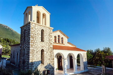 Poster - Belfry of the stone Orthodox church on the island of Lefkada in Greece.