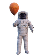 Wall Mural - astronaut with planet mars balloon isolated on white background