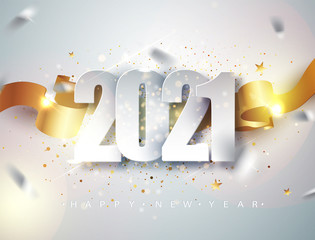 Wall Mural - happy new 2021 year. elegant winter holiday greeting card design template. new year poster, greeting