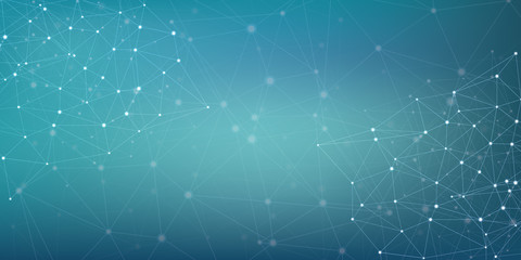 Vector banner design, network connection with lines and dots