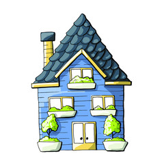 Wall Mural - Vector illustration house exterior in cartoony style