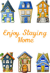 Wall Mural - Vector illustration with houses and text