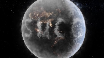 Wall Mural - polluted earth concept with smog appearing in the clouds of pollution surrounding the planet with ma
