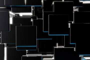 Fototapete - Abstract Cube Particle Background construction block technology computer graphic background,3D illustration