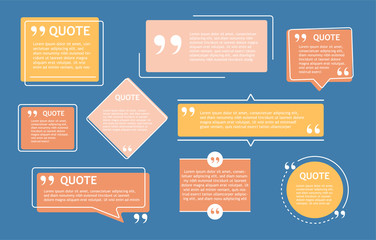 isolated quote box and speech bubble on a dark blue background suitable for presentations and creati