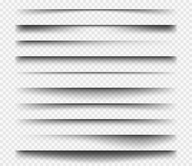 Canvas Print - Realistic shadows. Square dividers transparent black soft shadows template overlay panels for web design projects vector set. Realistic effect transparent, transparency edge layout illustration