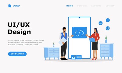 UI UX Design Vector Illustration Concept, Suitable for web landing page, ui, mobile app, editorial design, flyer, banner, and other related occasion