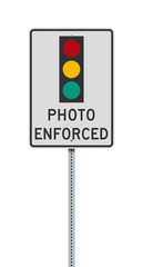 Wall Mural - Vector illustration of the Photo Enforced Traffic Light road sign on metallic post