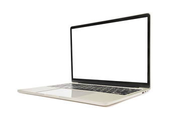 Wall Mural - laptop with a blank screen or mockup computer for apply screen display on web and app isolated on wh